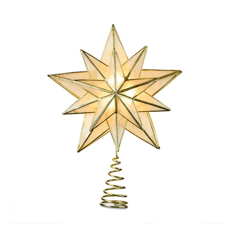 Light-Up LED Gold Capiz Star Christmas Tree Topper, by Holiday Time - Walmart.com | Walmart (US)