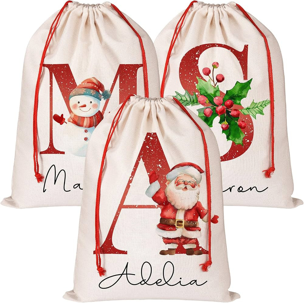 Bslenjoy Personalized Santa Sack with Initial & Name, Custom Monogram Alphabet Large Christmas Gi... | Amazon (US)