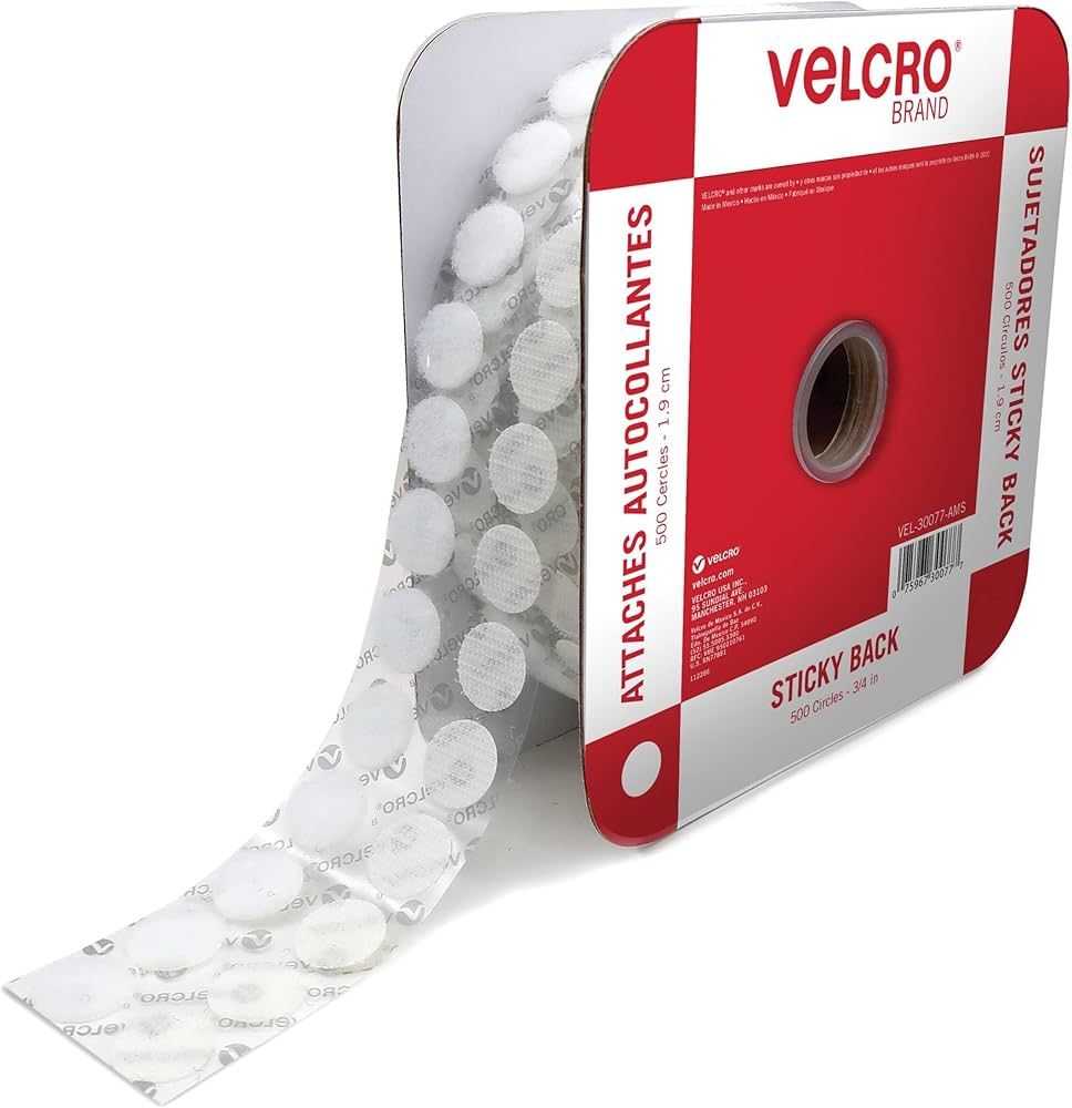 VELCRO Brand Adhesive Dots White 500 Pk 3/4" Circles Sticky Back Round Hook and Loop for School, ... | Amazon (US)