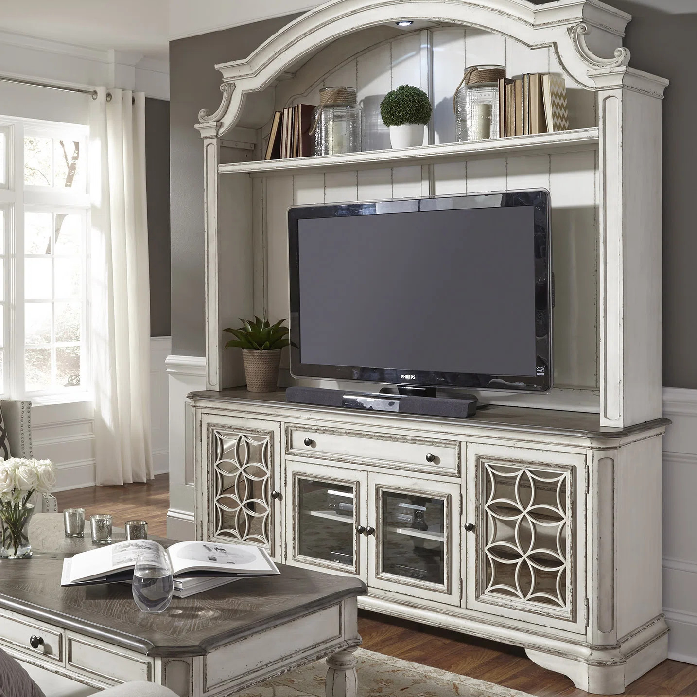 Colchester Entertainment Center for TVs up to 80" - Antique White | Wayfair North America