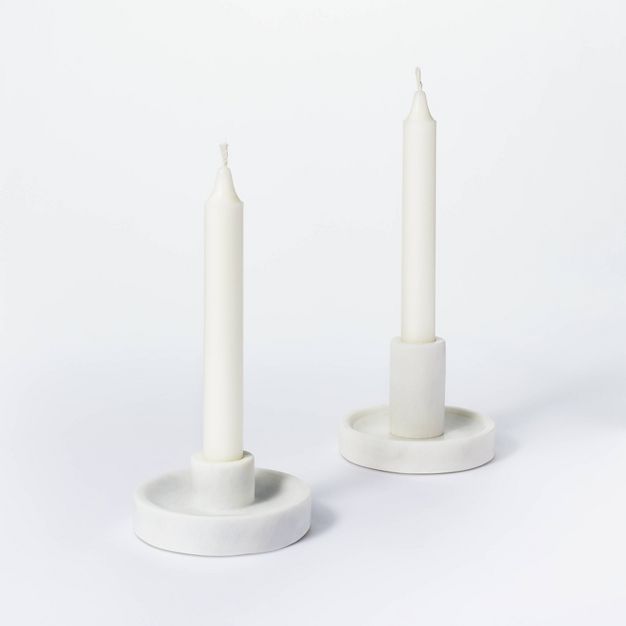 1.5" x 4" Marble Stone Taper Candle Holder White - Threshold™ designed with Studio McGee | Target
