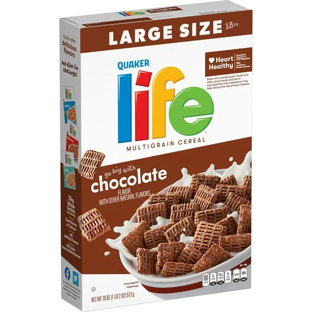 Quaker Life Cereal, Chocolate, 18 oz Box - Walmart.com | Walmart (US)