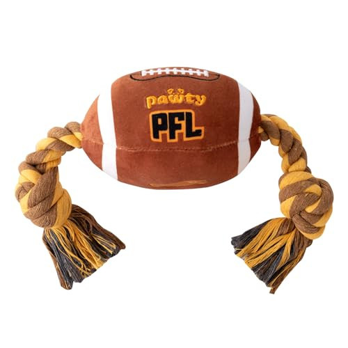 PAWTY Football - Plush Football Interactive Dog Toy - Durable Tug Rope for Tug Fetch with Squeaker - Aggressive Chewer for Teething Puppy - Sports Ball for Small Medium Pet Training Birthday Gift | Amazon (US)