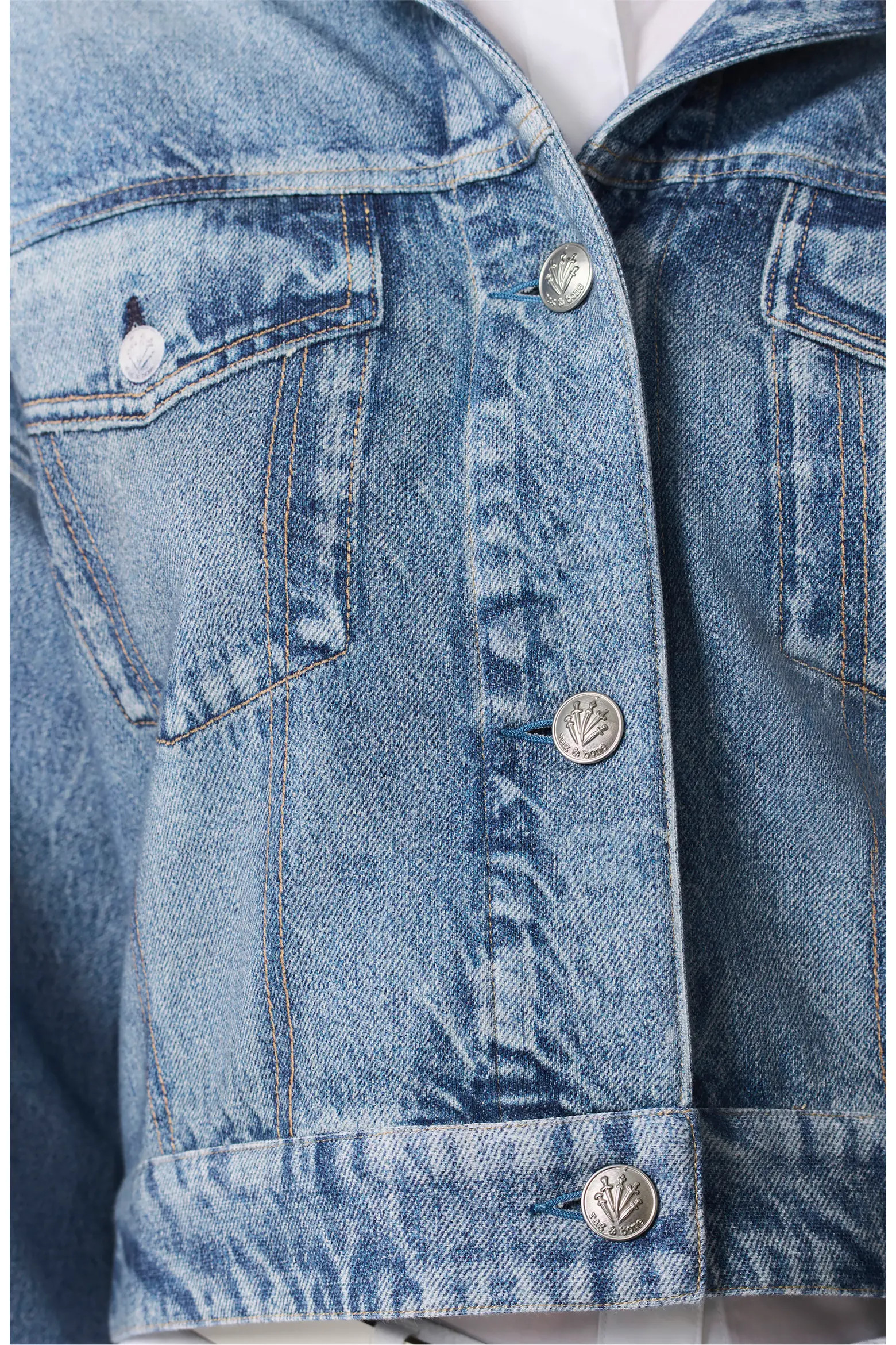 rb Miramar Hooded Trompe l'Oeil Faux Denim Fleece Terry Trucker Jacket (Women) | Nordstrom | Nordstrom