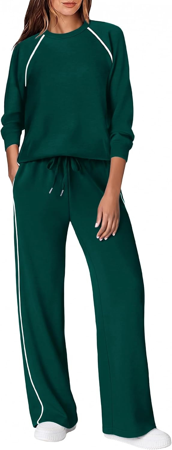 Ekoauer Lounge Sets for Women 2 Piece Sets Matching Wide Leg Pants Outfits | Amazon (US)