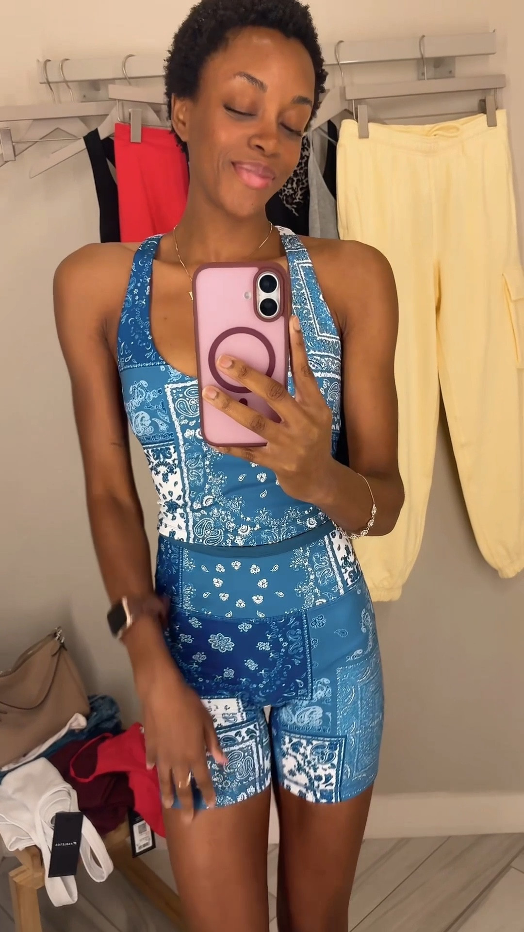 The details! I fell in love with this Fabletics Motion355+ set. Built-in bra, hidden pockets on the shorts and reflective. Where my runners at? 

Fabletics 
Gym
Runners
Workout
Active 
Activewear 
Gym clothes

#LTKPetite #LTKActive #LTKFindsUnder100