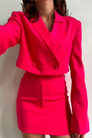 Luella Flared Cropped Blazer - Raspberry | MESHKI US