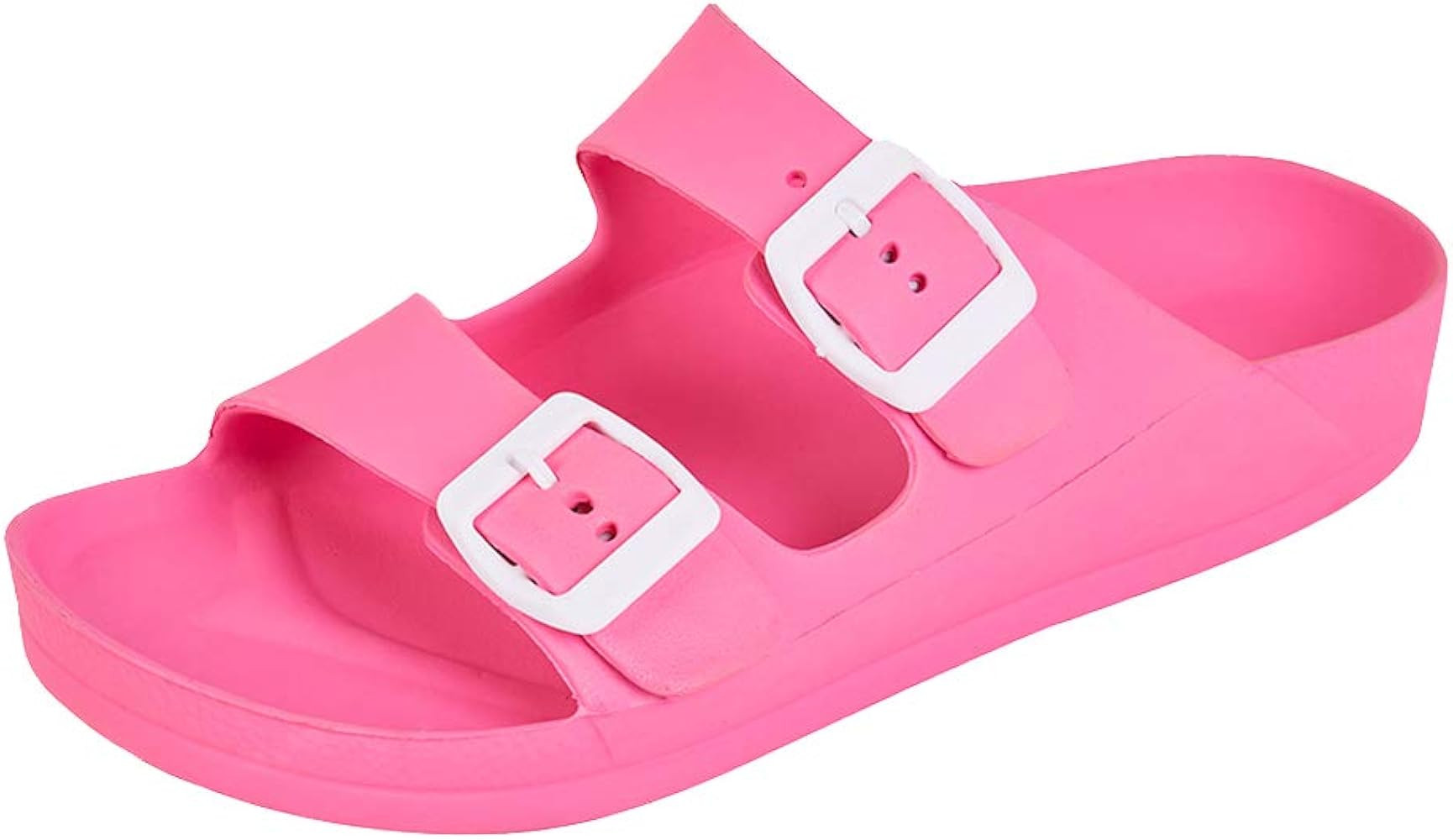 FUNKYMONKEY Women's Comfort Slides Double Buckle Adjustable EVA Flat Sandals | Amazon (US)