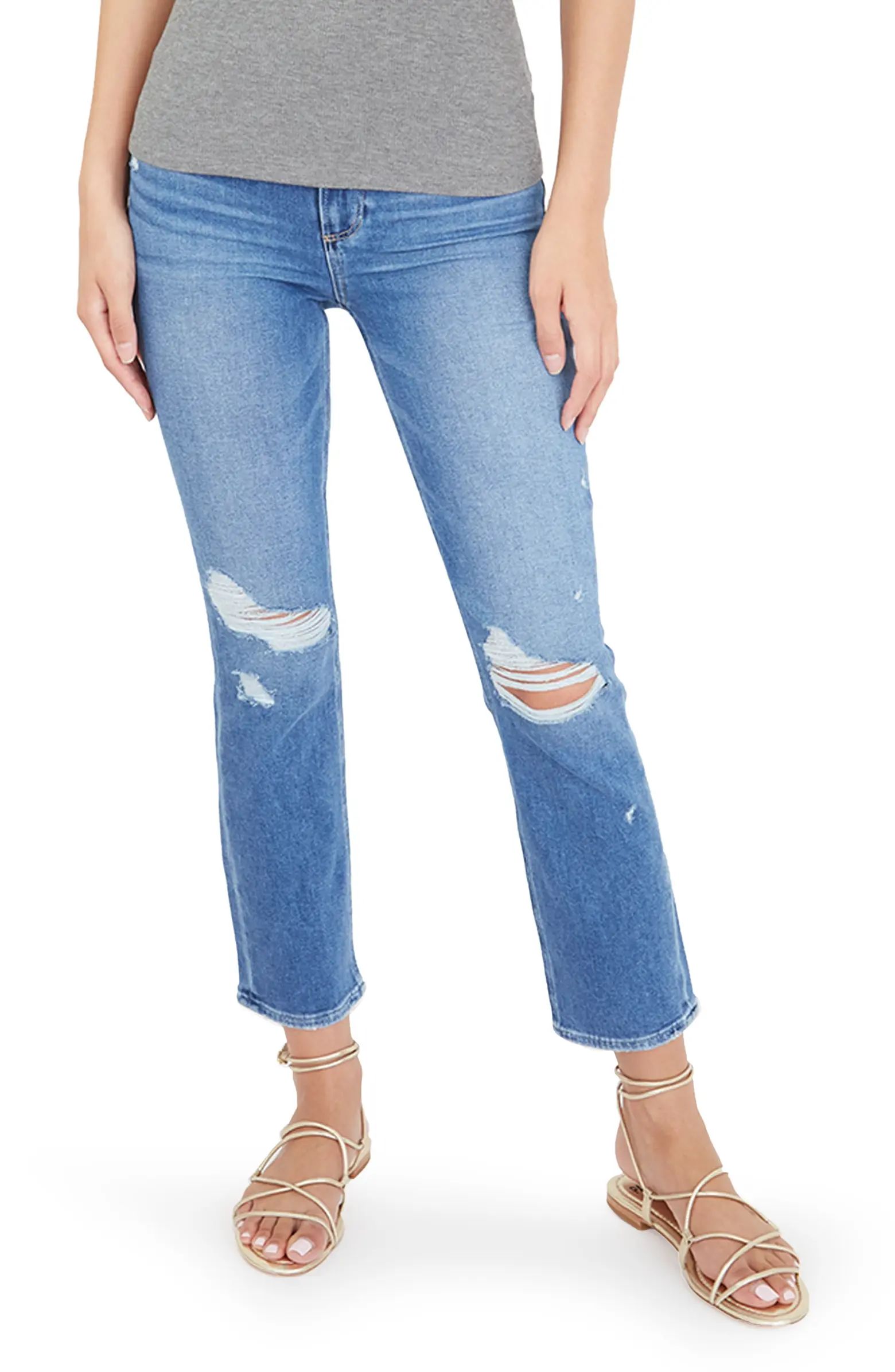 Cindy Ripped Crop Straight Leg Jeans | Nordstrom