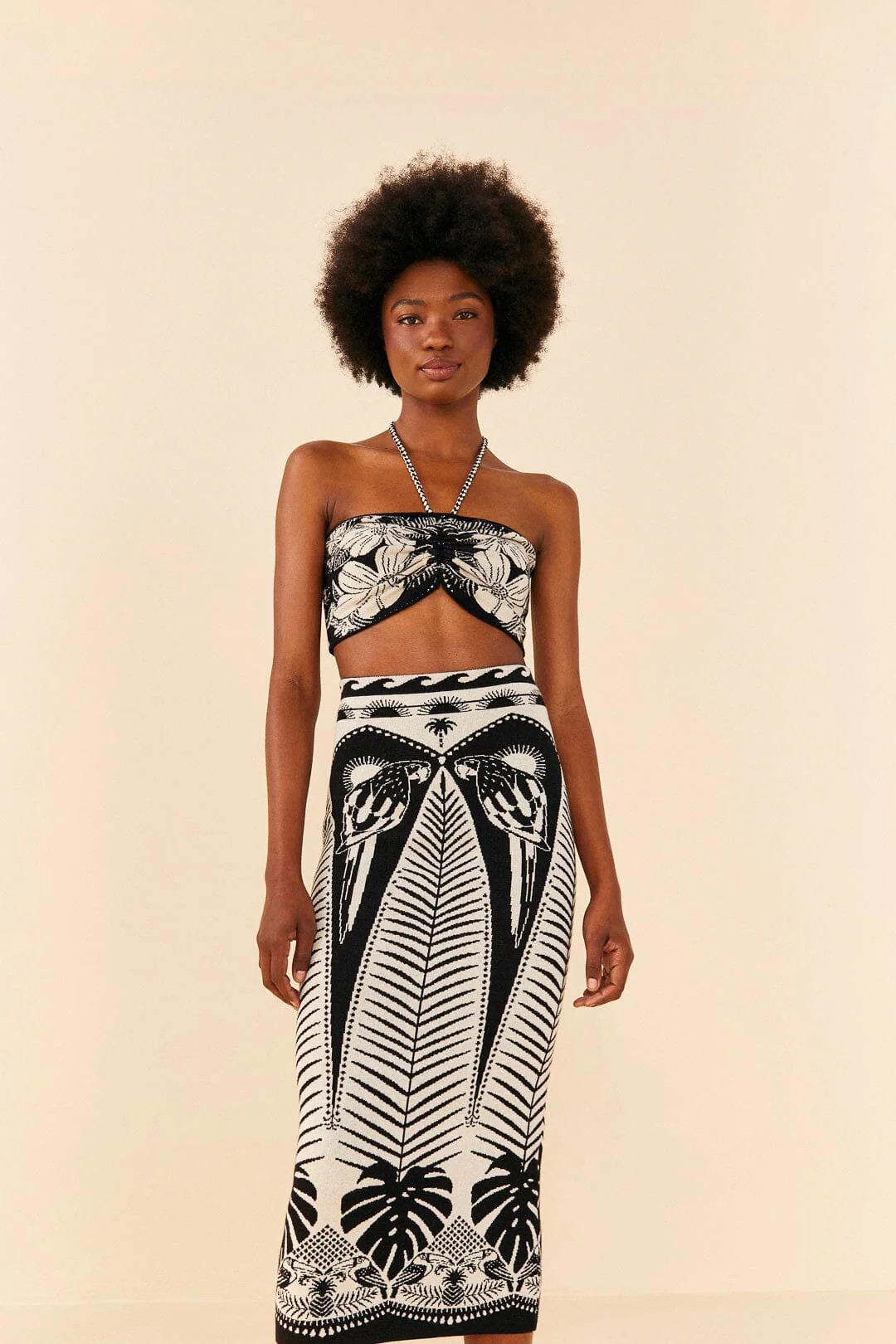 Black Macaw Elegance Knit Skirt | FarmRio (US)
