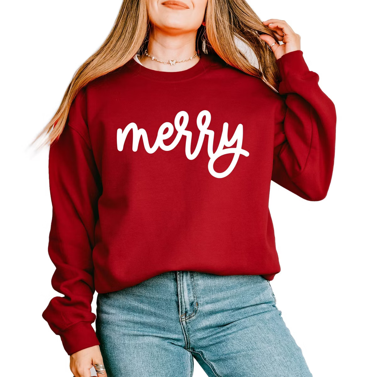 Merry Bold Cursive Puff Print -  Womens Graphic Sweatshirt | Target