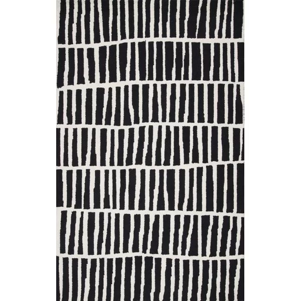 Odalis Geometric Hand-Tufted Wool Black/Ivory Area Rug | Wayfair North America