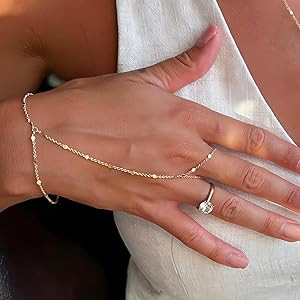 3PCS 14K Gold-Plated Hand Chain Bracelets for Women, Stack Bracelets Set Adjustable, Trendy Daint... | Amazon (US)