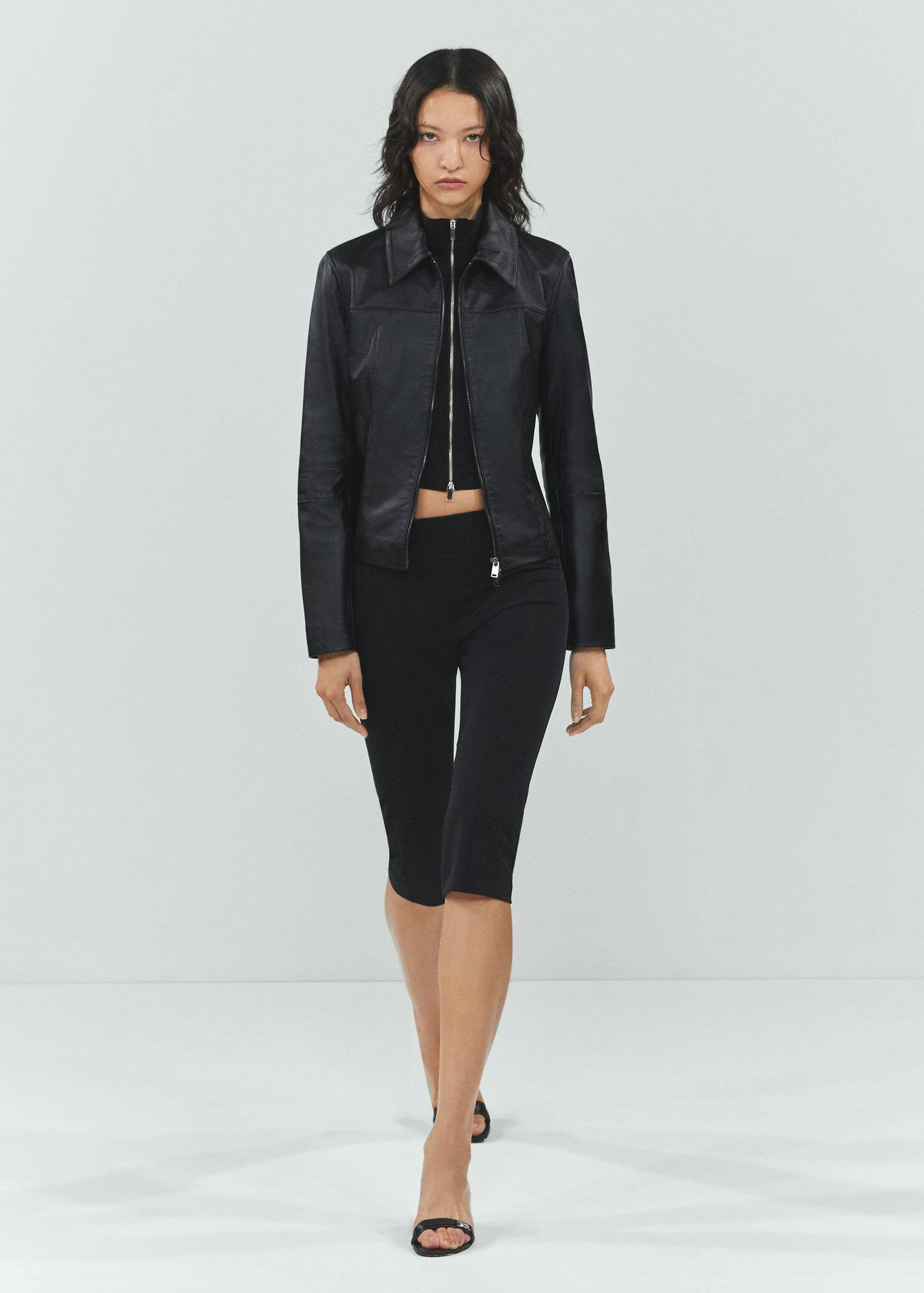 100% leather fitted jacket -  Women | Mango USA | MANGO (US)