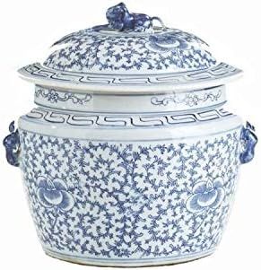 Handmade Lidded Rice Floral Motif Jar Blue Traditional Porcelain | Amazon (US)