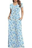 VIISHOW Women's Short Sleeve Loose Plain Maxi Dresses Casual Long Dresses with Pockets | Amazon (US)