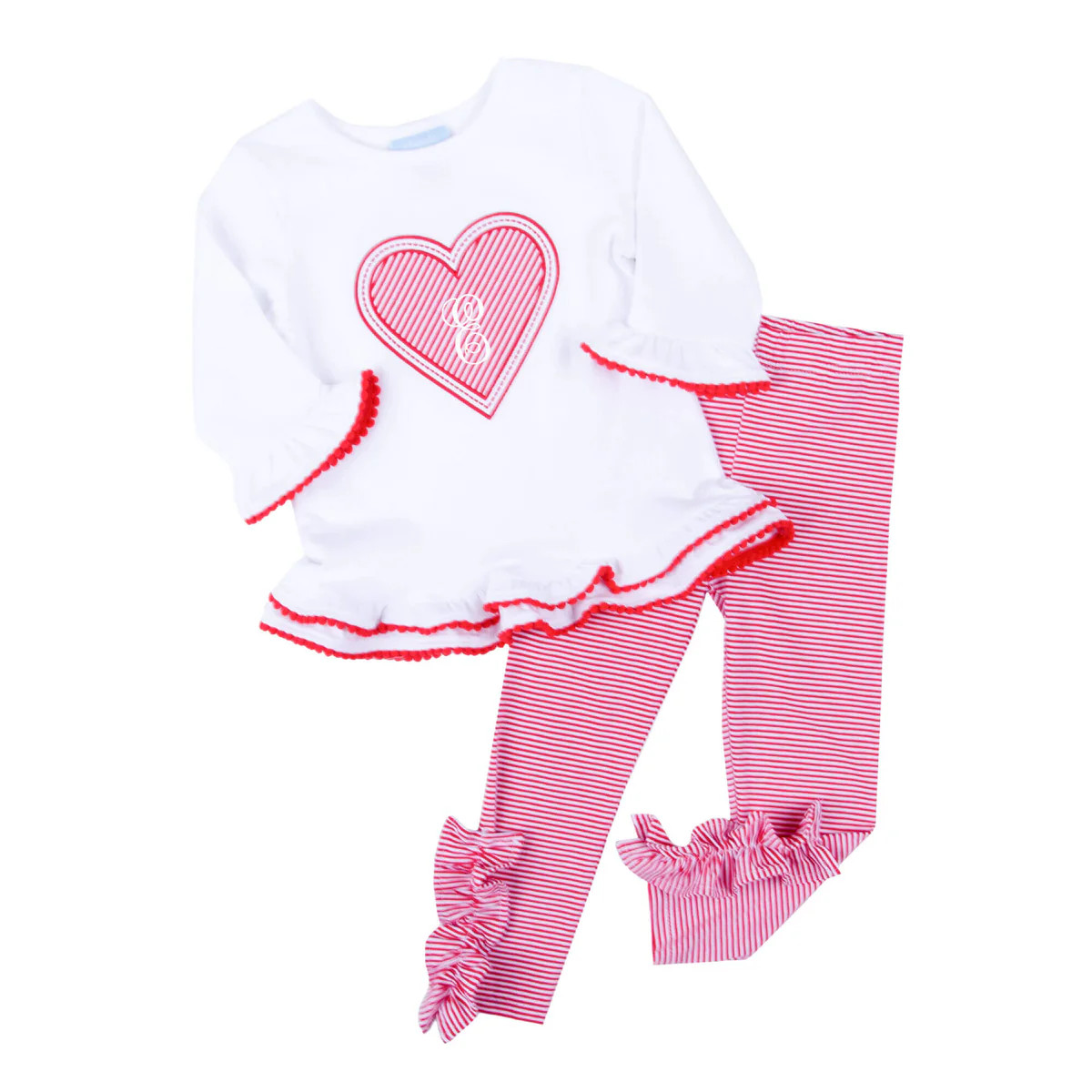 Heart Applique Red Stripe Milly Tunic Legging Set | Classic Whimsy