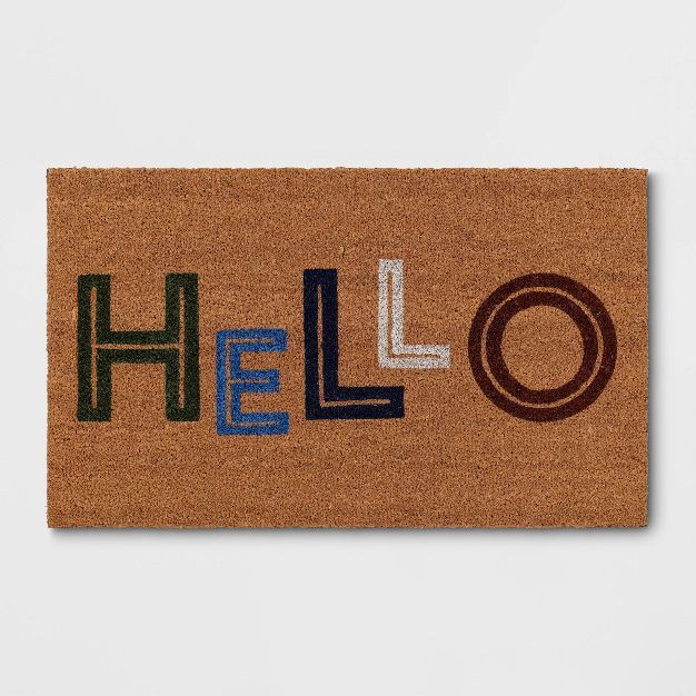 Hello Color Blocked Coir Doormat - Room Essentials™ | Target