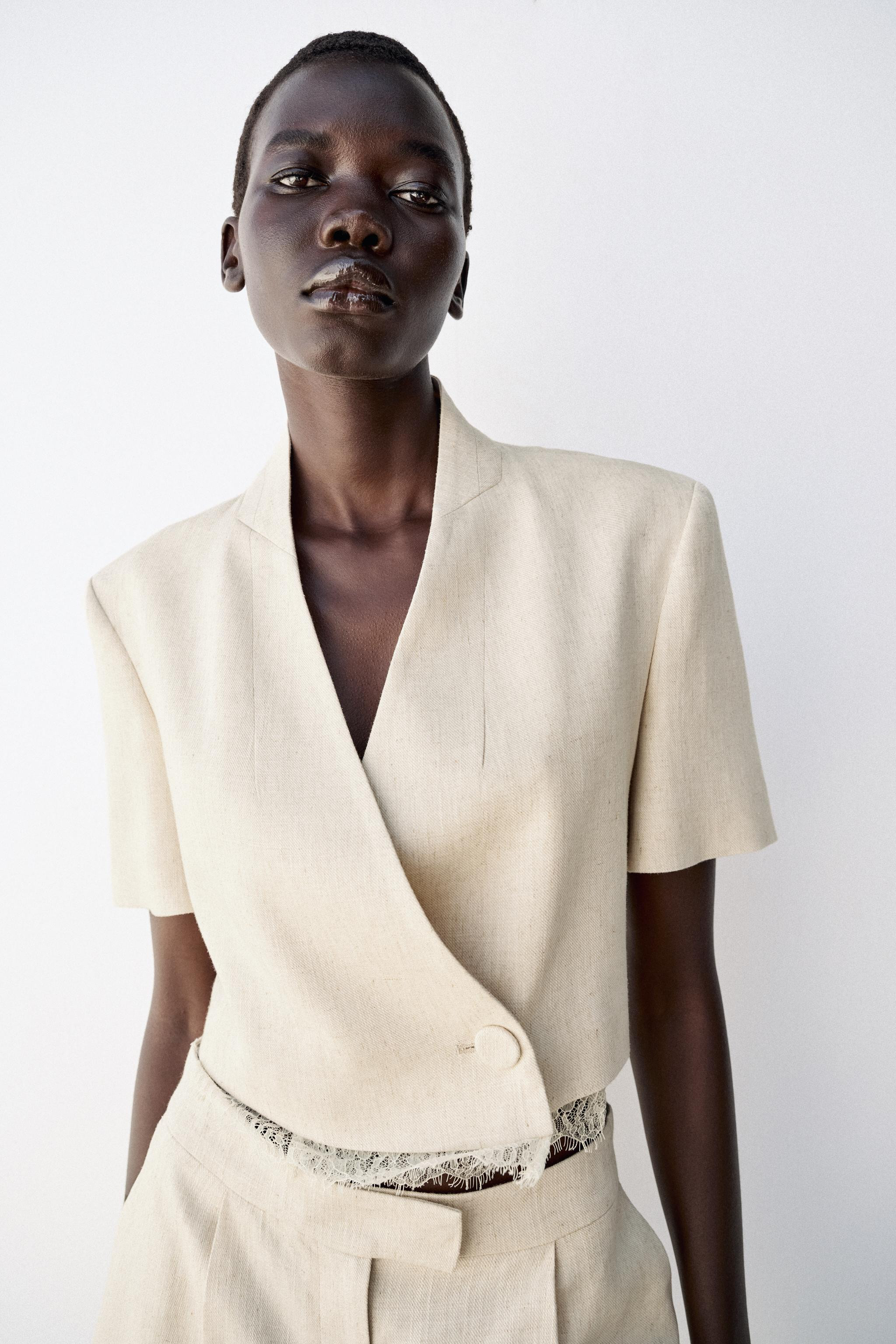 LACE TRIM CROPPED BLAZER | Zara US