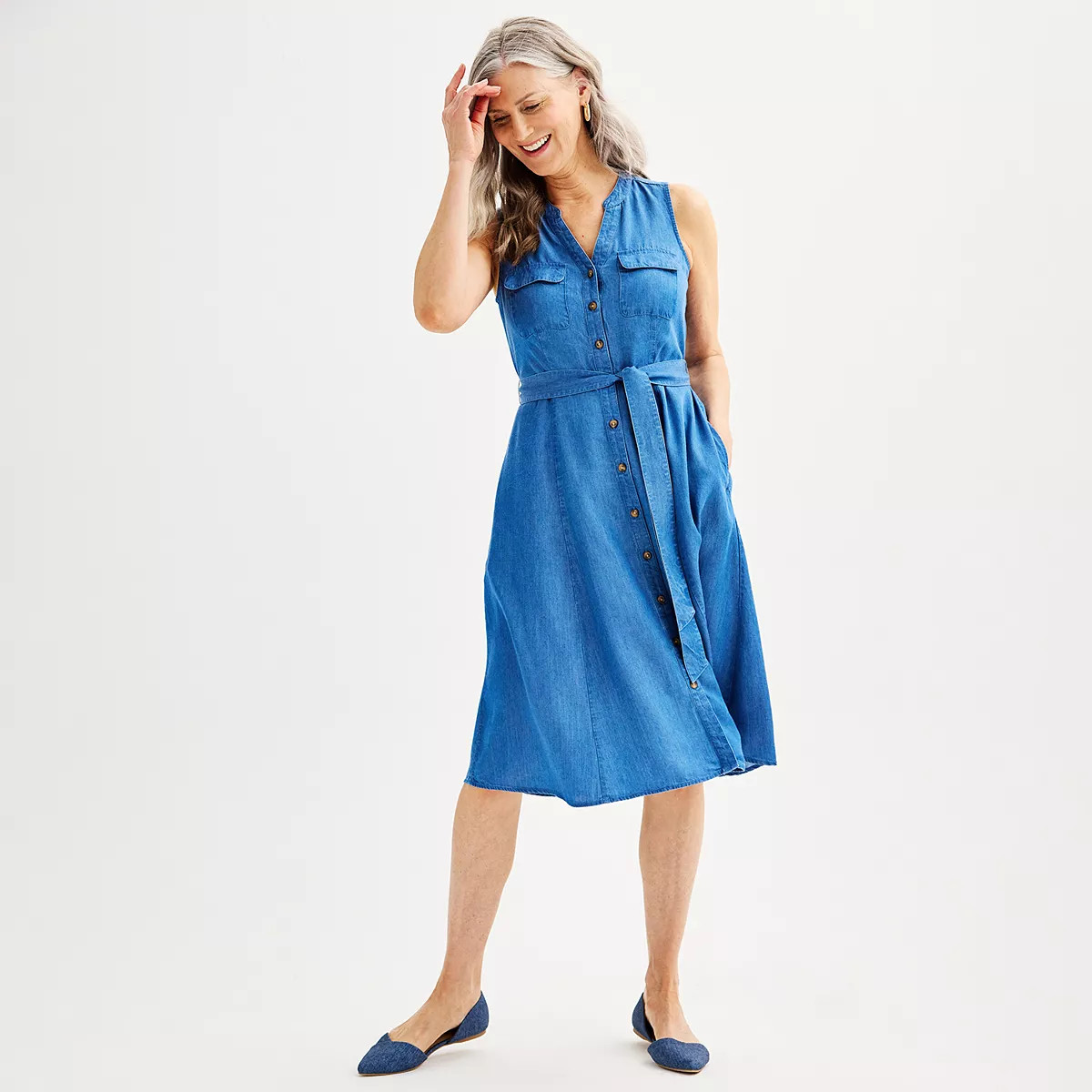 Women's Croft & Barrow® Y-Neck Shirtdress | Kohl's