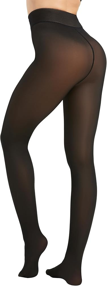 Fleece Lined Thermal Tights for Women Ultra Warm Winter Black Fake Translucent 220g Pantyhose Hig... | Amazon (UK)