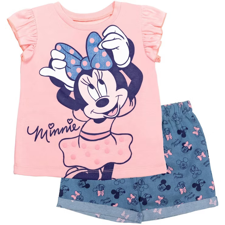 Disney Minnie Mouse Girls T-Shirt and Shorts Outfit Set Toddler | Target