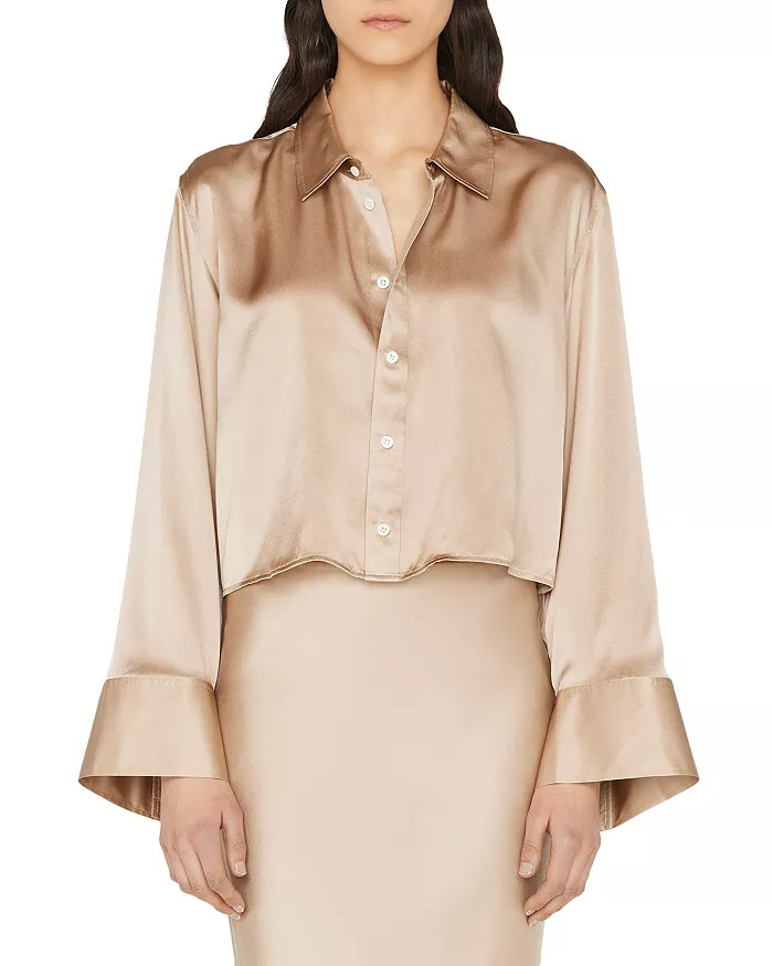 Silk Cropped Wide Sleeve Blouse | Bloomingdale's (US)