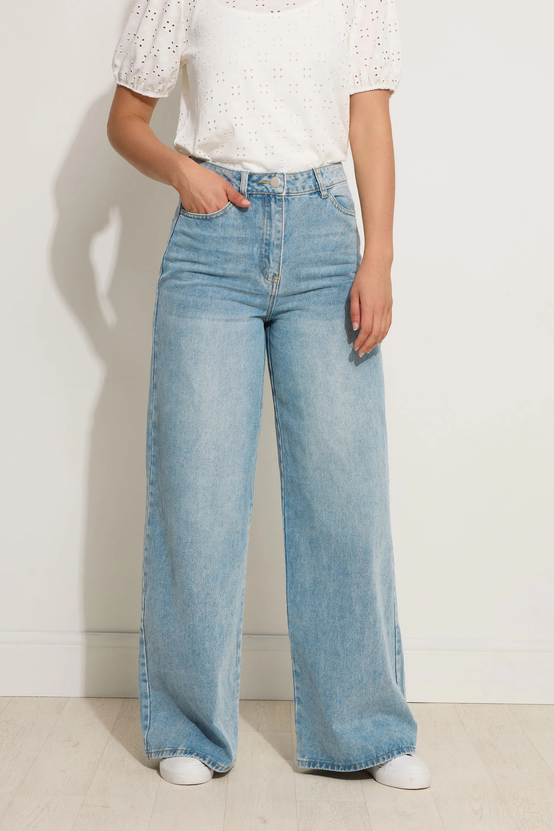 LTS Tall Blue Light Wash Wide Leg Palazzo Jeans | Long Tall Sally