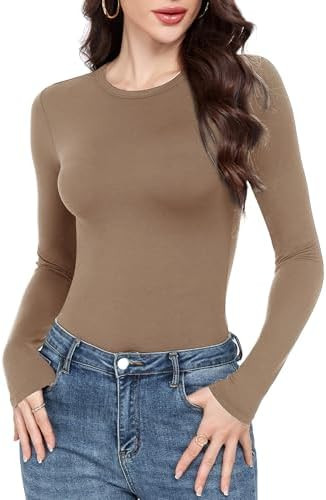 GAYHAY Long Sleeve Shirts for Women Basic Crop Tops Teens Crew Neck Tight Underscrub Clothes Work... | Amazon (US)
