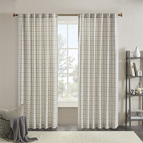 Amazon.com: Madison Park Anaheim Cabin Plaid Curtain Window, Thermal Insulated Fleece Lining, Liv... | Amazon (US)