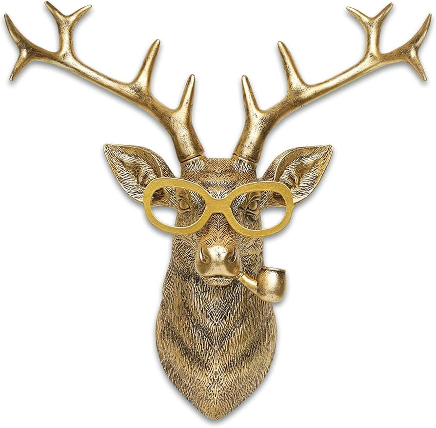 Animal Heads Wall Decor Resin Animals Sculptures Head Wall Hanging Decoration Gold vintage Wall S... | Amazon (US)