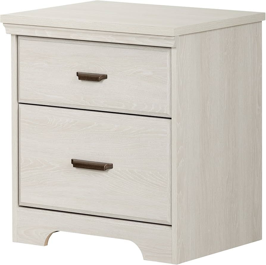 South Shore Versa 2-Drawer Nightstand, Winter Oak with Antique Handles, 23 in x 17.75 in x 25.25 ... | Amazon (US)