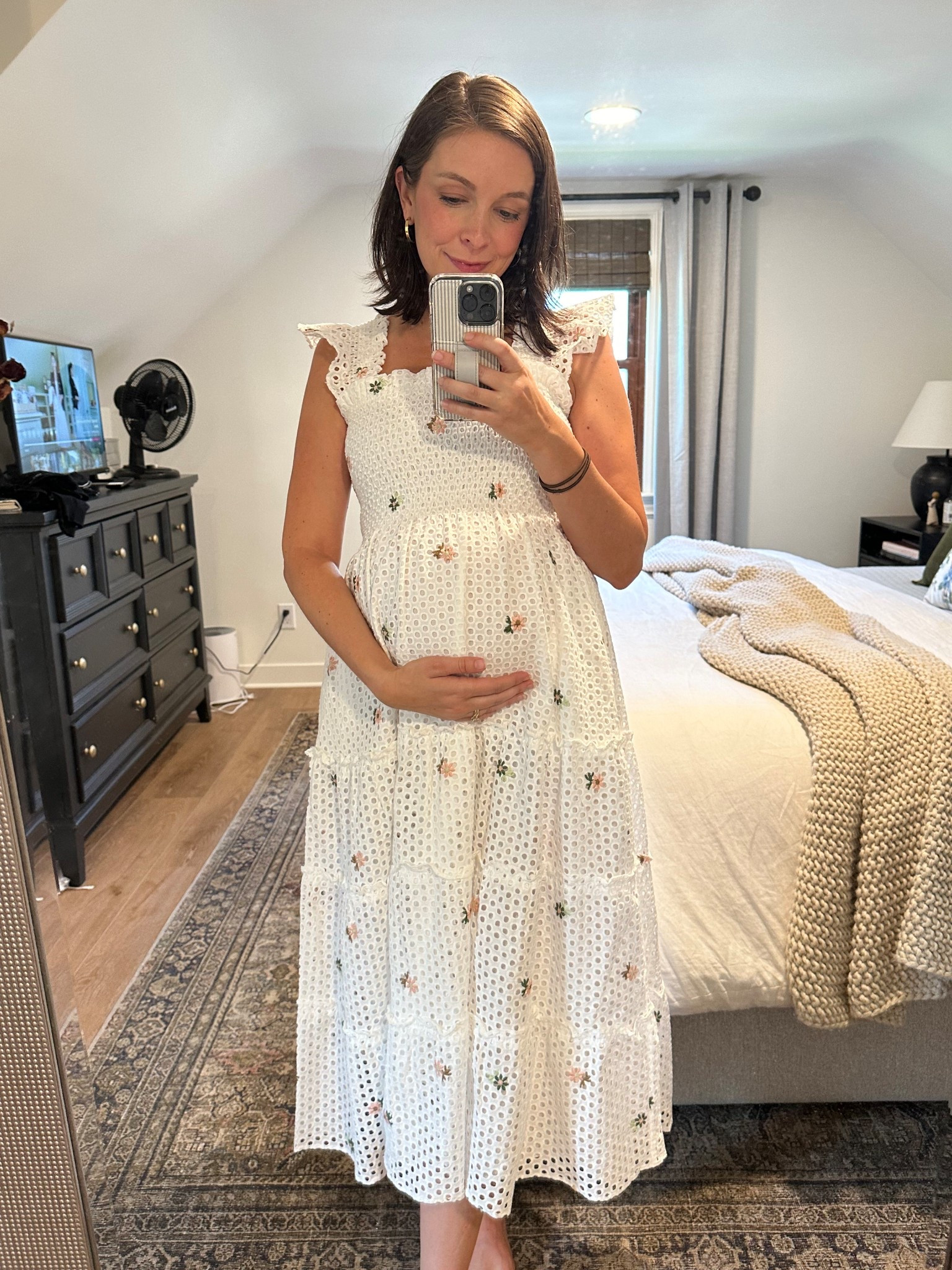 I may be returning this Hill House He dress but it is too stunning not to share! Great for maternity and non-maternity, but your girl has to choose one 🎀 More details on my TikTok on fit! 

#LTKBump #LTKSummerEdit #LTKStyleTip
