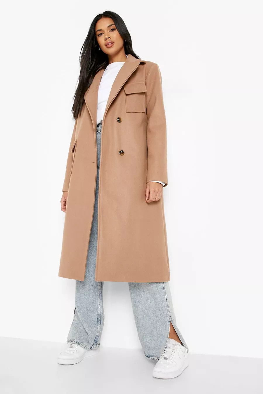 Pocket Detail Wool Look Coat | Boohoo.com (US & CA)