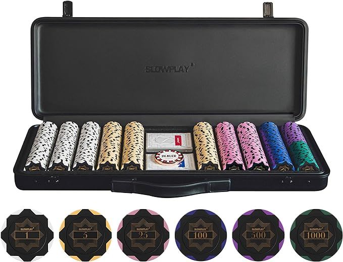 SLOWPLAY Nash 14 Gram Clay Poker Chips Set for Texas Hold’em, 300 PCS/500PCS, Blank Chips/ Numb... | Amazon (US)