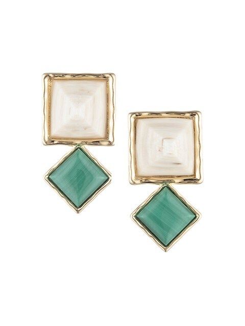 10K Gold-Plated, Ankole Horn &amp; Malachite Drop Earrings | Saks Fifth Avenue
