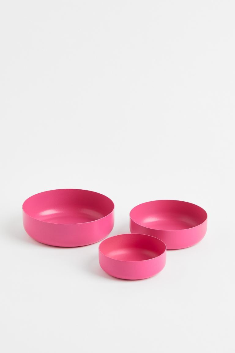 3-pack Metal Bowls - Dark pink - Home All | H&M US | H&M (US + CA)