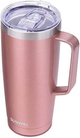 SUNWILL Travel Coffee Mug With Lid, Insulated Tumbler With Handle 24oz, Stainless Steel Coffee Tu... | Amazon (US)