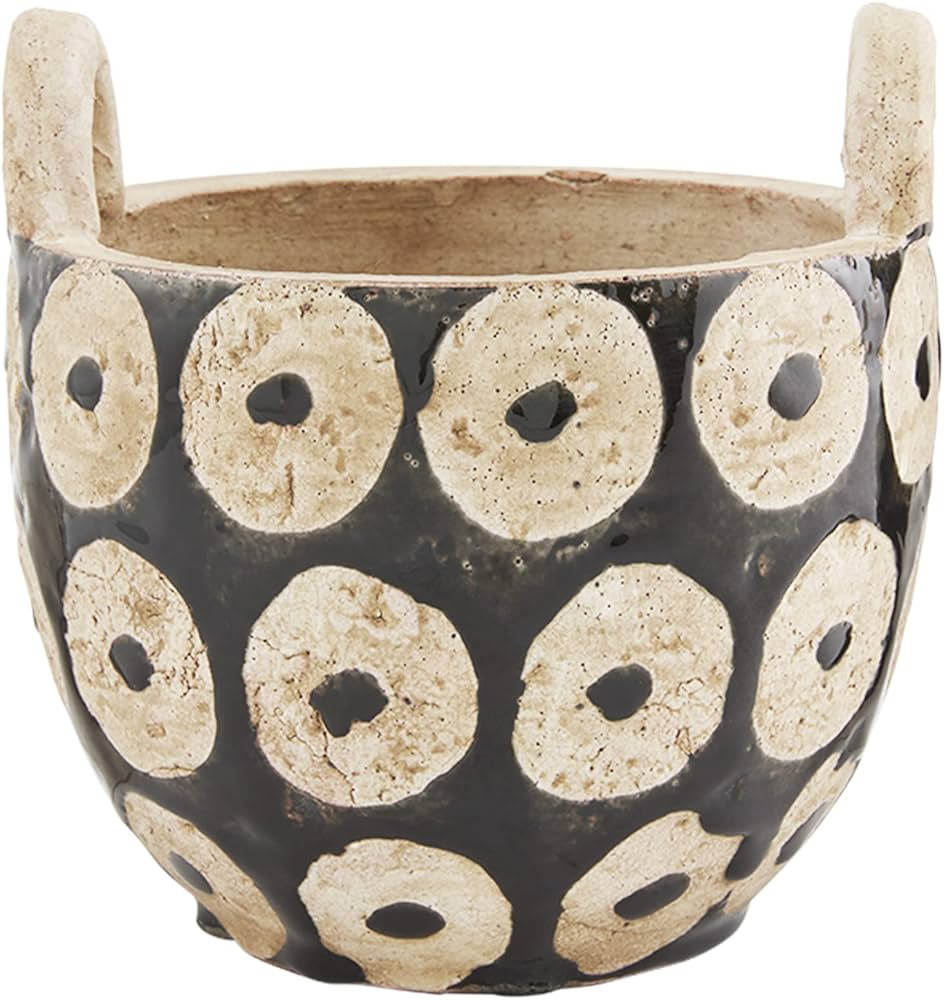 Mud Pie Terracota Glaze Pot, Open Dot, 5.5" x 6.1" dia | Amazon (US)
