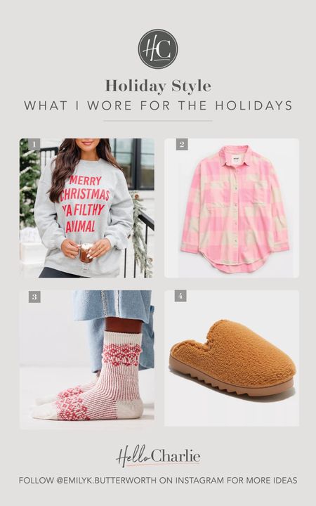 My cozy holiday look is my favorite. I love that it’s ok to wear slippers now - and even celebrated. A holiday graphic sweatshirt, an oversized flannel and comfy socks?! I’m set. 


#LTKmidsize #LTKSeasonal #LTKHoliday