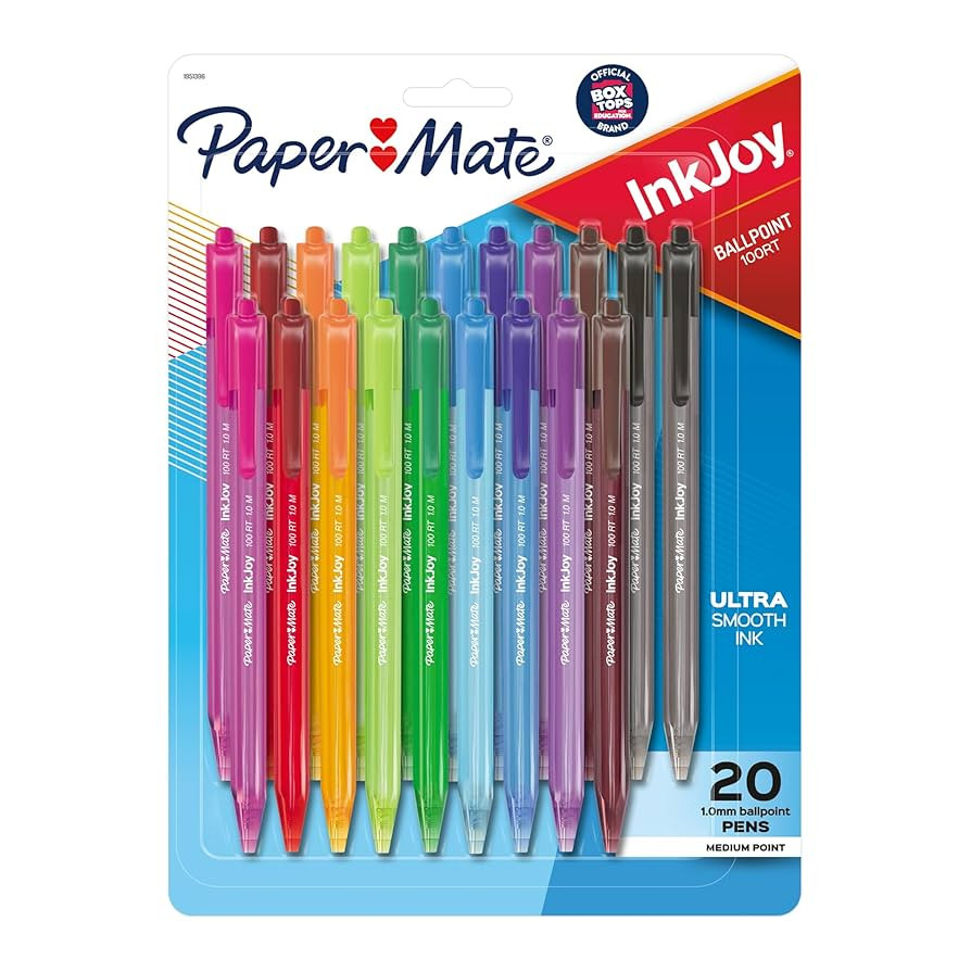 Paper Mate InkJoy 100RT Retractable Ballpoint Pens, Medium Point (1.0mm), Assorted, 20 Count | Amazon (US)