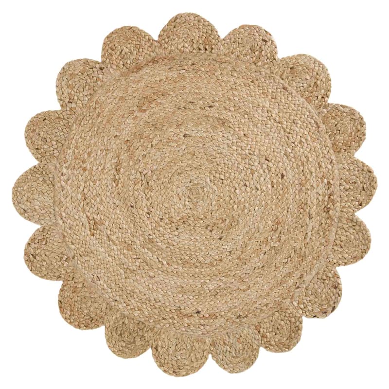 Honeybloom Daisy Jute Round Accent Rug, 3' | At Home