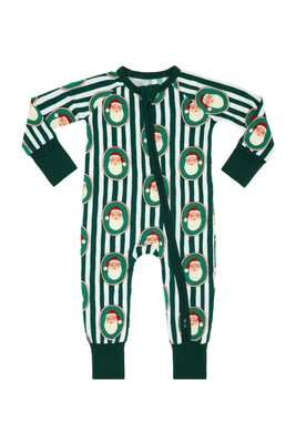Green Santa Claus Lane Zipper Romper | In My Jammers