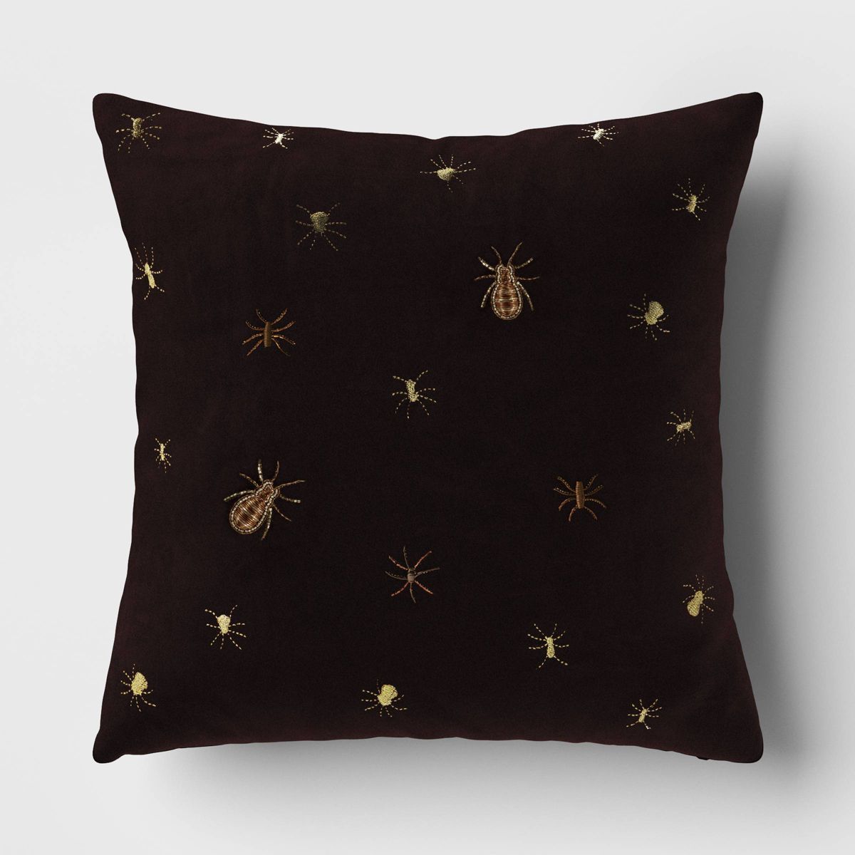 Beaded and Embroidered Spider Cotton Velvet Square Halloween Throw Pillow Gold/Black - Threshold... | Target