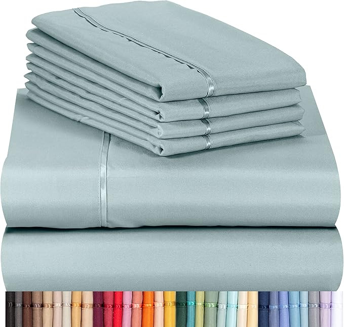 Amazon.com: LuxClub 6 PC Sheet Set Bamboo Sheets Deep Pockets 18" Eco Friendly Wrinkle Free Sheet... | Amazon (US)