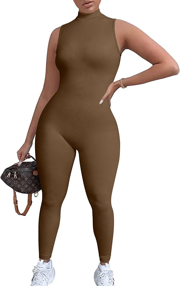 TOB Women Yoga Jumpsuits Workout Ribbed Sleeveless Sport Jumpsuits | Amazon (US)