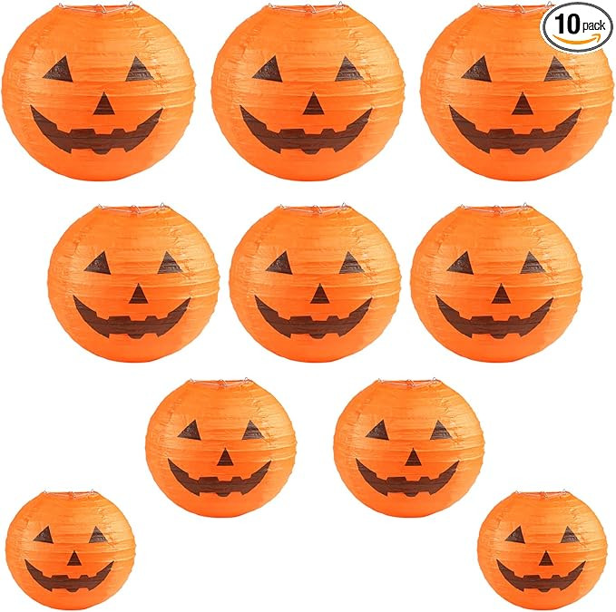 Kesoto Halloween Jack-O-Lantern Paper Lanterns Halloween Pumpkin Hanging Paper Lantern for Home O... | Amazon (US)