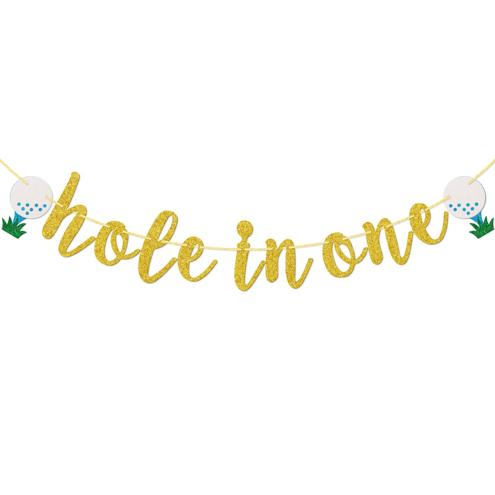 Hole in One Banner, Golf First Birthday Banner, Golf Party Decorations, Gold Glitter | Amazon (US)
