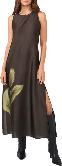 Placed Print Sleeveless Matte Satin Dress | Nordstrom