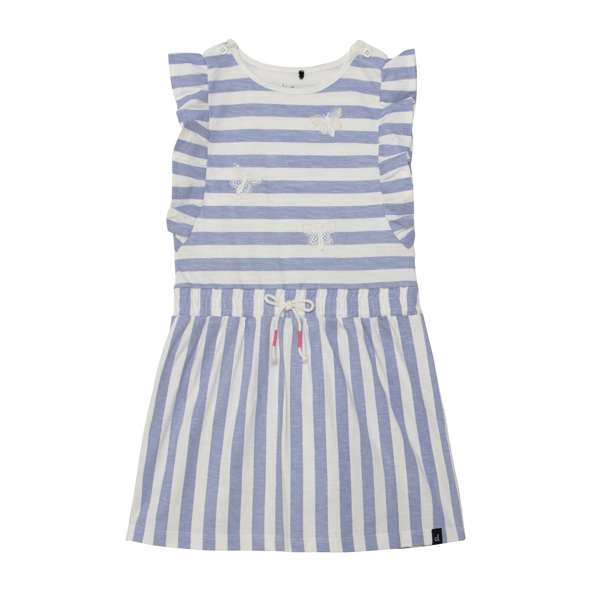 Striped Short Sleeve Dress Blue & White | Deux par Deux Childrens Designer Clothing